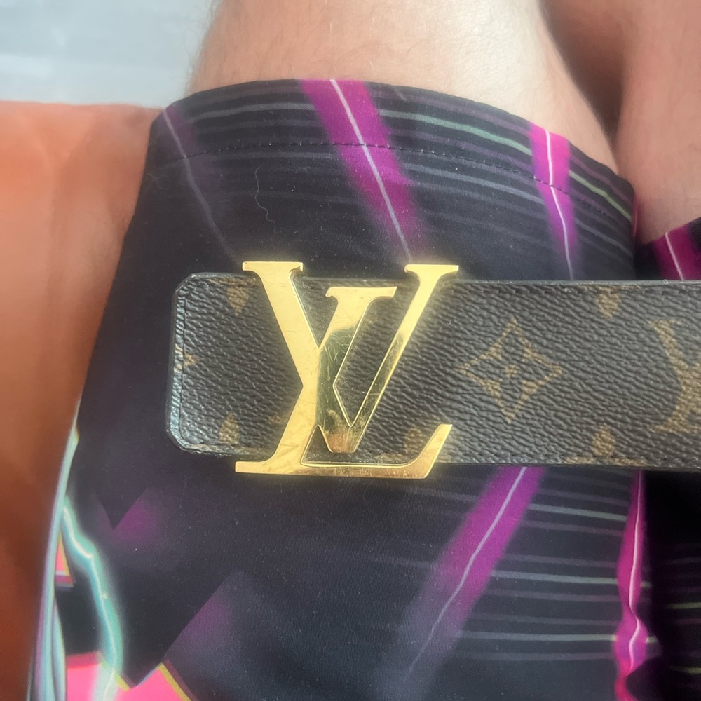 Louis Vuitton Black and Gold Monogram Belt